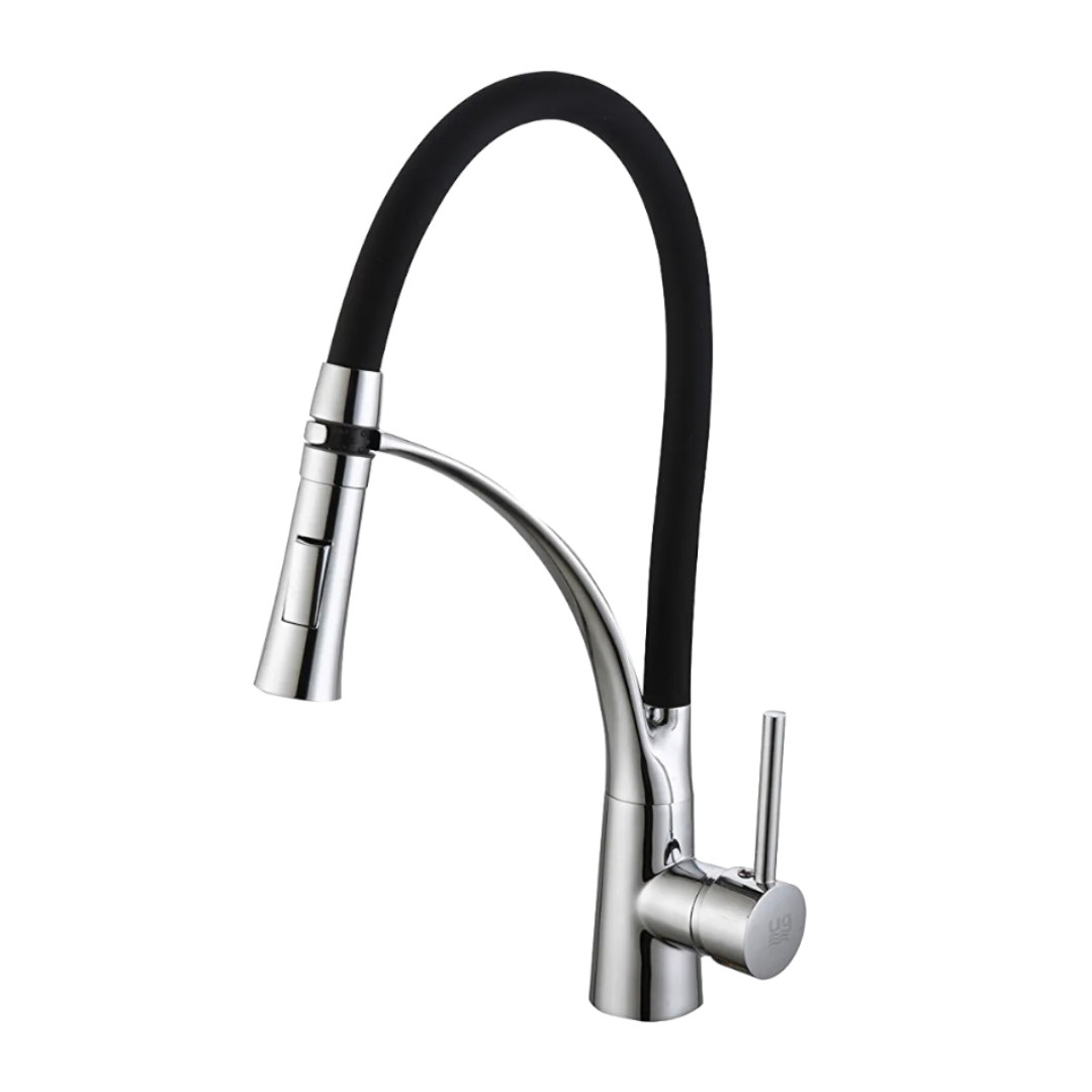 Llave De Cocina Monomando Flexible Color Negro