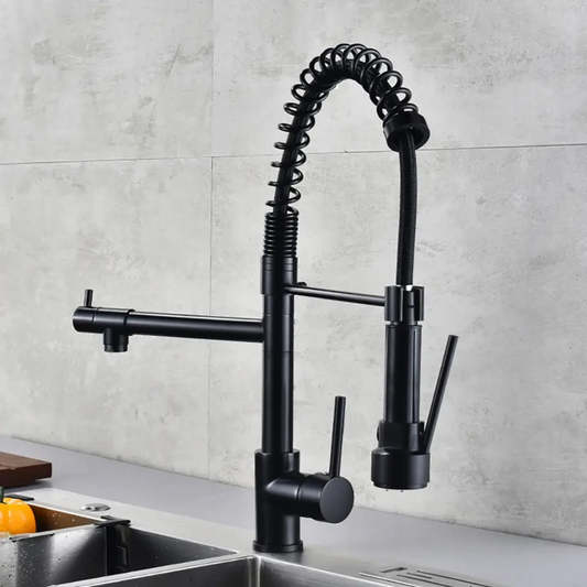 Grifo De Cocina Doble Monomando Negro