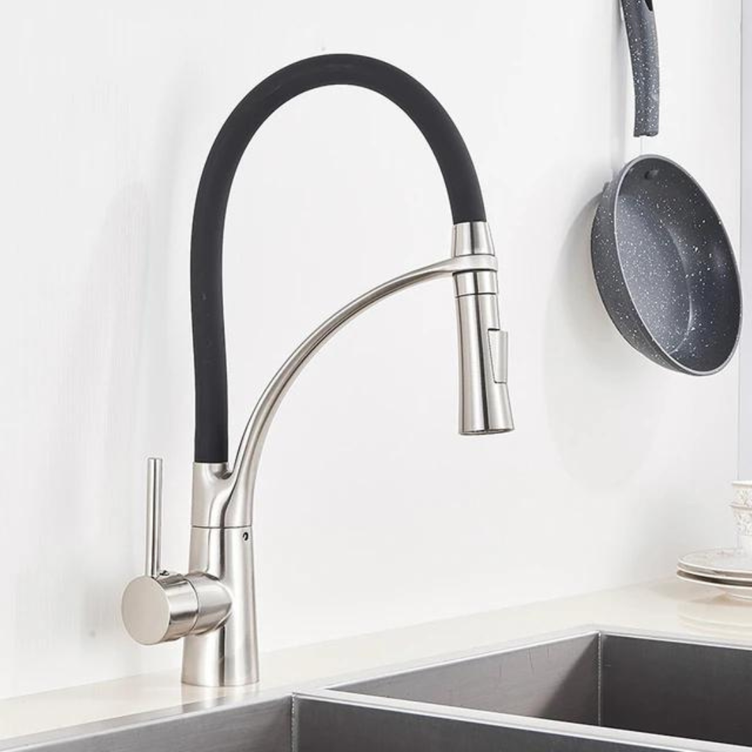 Llave De Cocina Monomando Flexible Color Negro