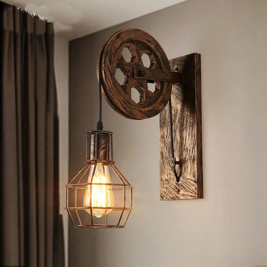 Lámpara Aplique De Muro Industrial Rueda