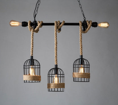 Lámpara Colgante Tubo Soga Industrial 5 Luces