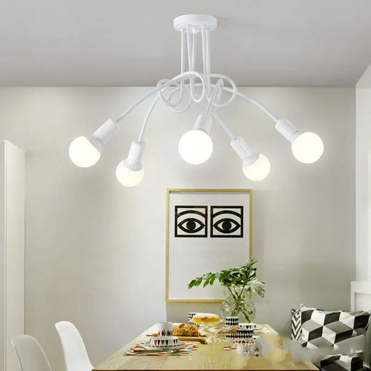 Lámpara De Techo Colgante Blanca 5 Luces