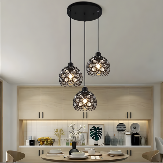 Lámpara De Techo Colgante Esfera Cristalizada 3 Luces