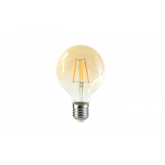 Ampolleta LED Classic Vintage Tipo Bola G80, Luz Cálida, 6Watt, E-27