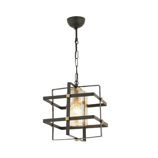 Lámpara De Techo Colgante Metalica Cristal Vintage Tipo Átomo cuadrado