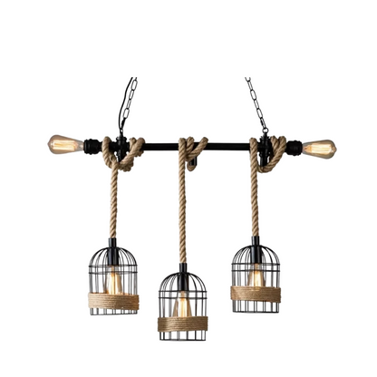 Lámpara Colgante Tubo Soga Industrial 5 Luces