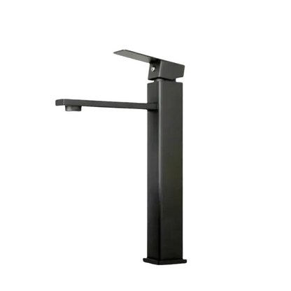 Llave Monomando Lavamanos Larga Color Negro Cuadrada 30 Cm